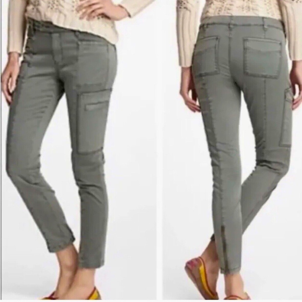 ANTHROPOLOGIE Daughters Of The Liberation Cargo Pants Ankle Zip Green - 29